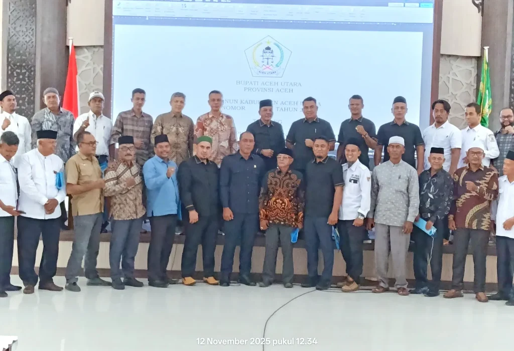 Foto: DPRK Aceh Utara menggelar rapat dengar pendapat umum terhadap Rancangan Qanun Kabupaten Aceh Utara tentang Perlindungan Lahan Pertanian, Pengelolaan Pertanian dan Penyelenggaraan Irigasi.
