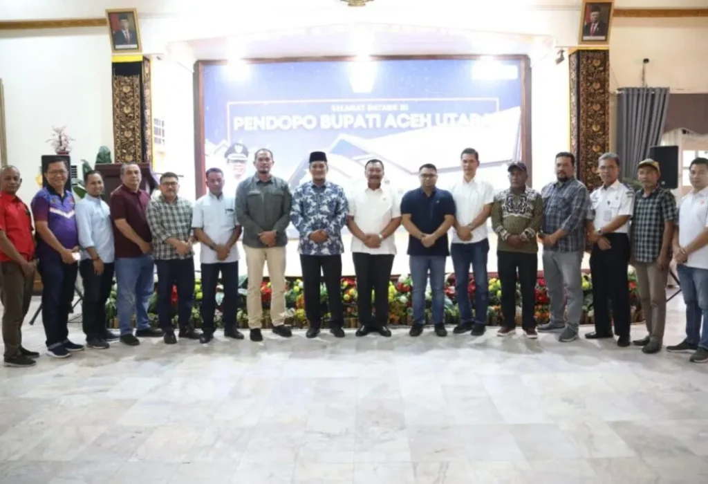 FOTO: Tim Komite Olahraga Nasional Indonesia (KONI) Pusat yang dipimpin oleh Wakil Ketua Umum I KONI Pusat Mayjen TNI (Pur) Dr Suwarno, SIP, MSc, melakukan silaturahmi dengan Pemkab Aceh Utara