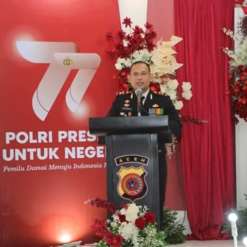 FOTO: Kapolres Lhokseumawe AKBP Henki Ismanto, SIK saat memberikan Pesan Kepada Anggotanya