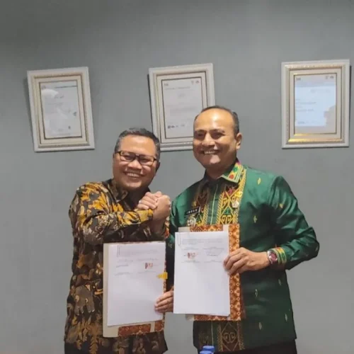 FOTO: penandatanganan Memorandum of Understanding (MoU) antara PLN Icon Plus bersama Pemerintah Kota Lhokseumawe di kantor PLN Icon Plus Gandul, Depok