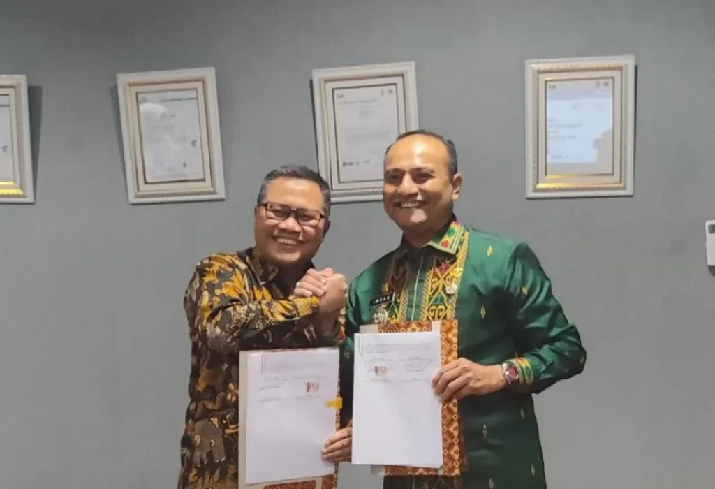 FOTO: penandatanganan Memorandum of Understanding (MoU) antara PLN Icon Plus bersama Pemerintah Kota Lhokseumawe di kantor PLN Icon Plus Gandul, Depok