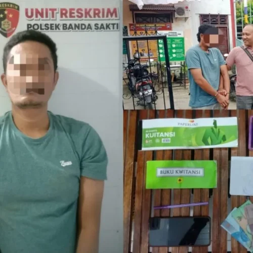 FOTO: Personel Polsek Banda Sakti mengamankan seorang terduga pelaku pungli