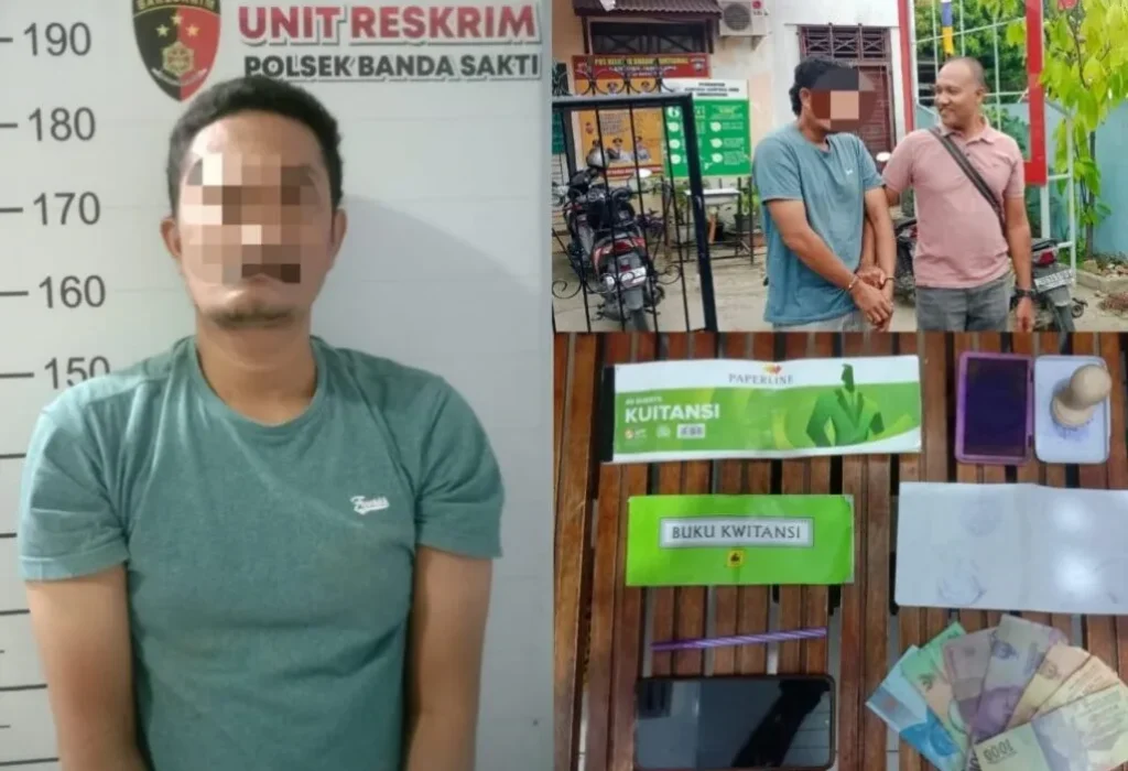 FOTO: Personel Polsek Banda Sakti mengamankan seorang terduga pelaku pungli