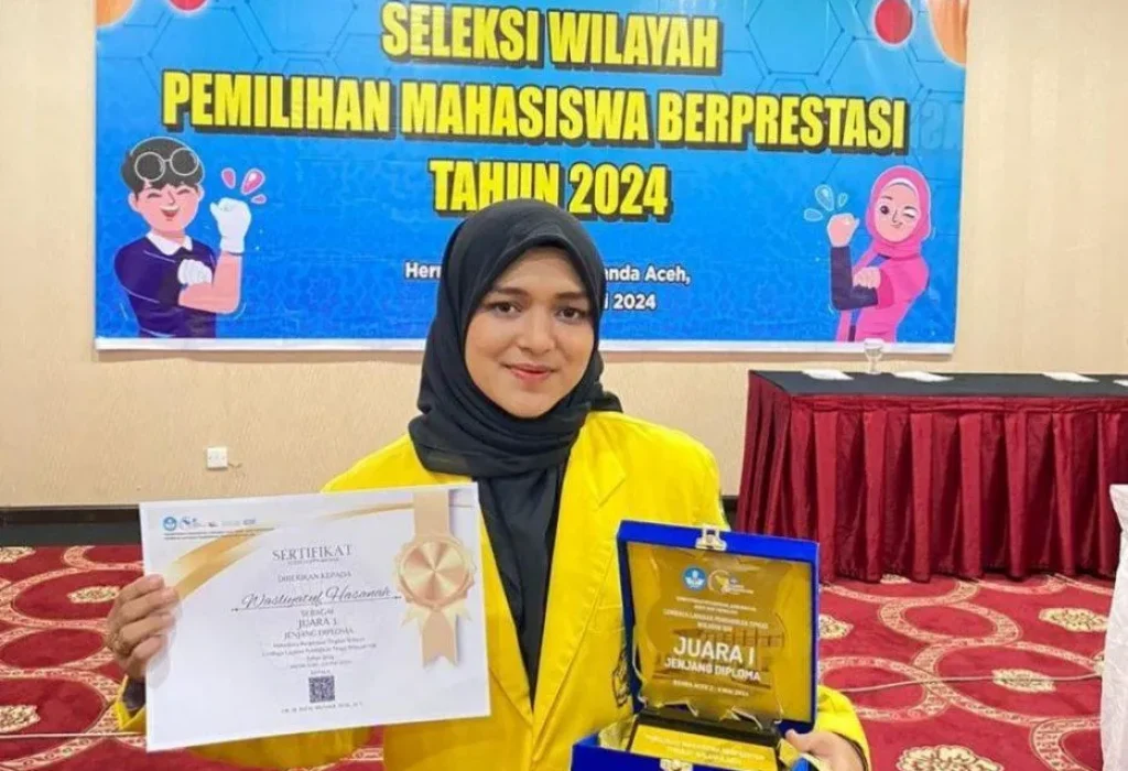 Foto: Wasliyatul Hasanah berhasil meraih juara pertama jenjang Diploma dari ajang Seleksi Wilayah Mahasiswa Berprestasi Tahun 2024