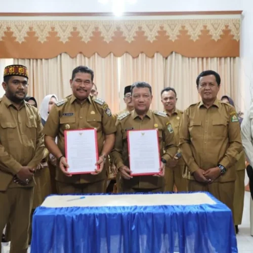 Foto: Pemerintah Kota Lhokseumawe bersama Pemerintah Kabupaten Aceh Tengah melakukan Kerjasama Antar Daerah (KAD) guna menekan angka inflasi pada kedua daerah, melalui sektor komoditas pertanian dan ketahanan pangan.