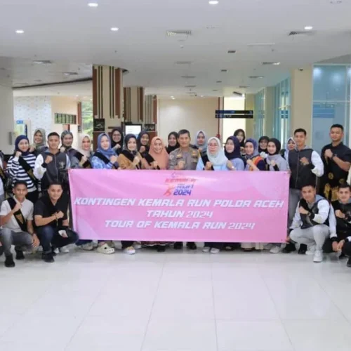 Foto: Kontingen Kemala Run 2024 Polda Aceh bertolak ke Jakarta via Bandara Sultan Iskandar Muda (SIM) Blang Bintang. Keberangkatan kontingen tersebut dilepas Irwasda Polda Aceh Kombes Misbahul Munauwar, Jumat, 7 Juni 2024.