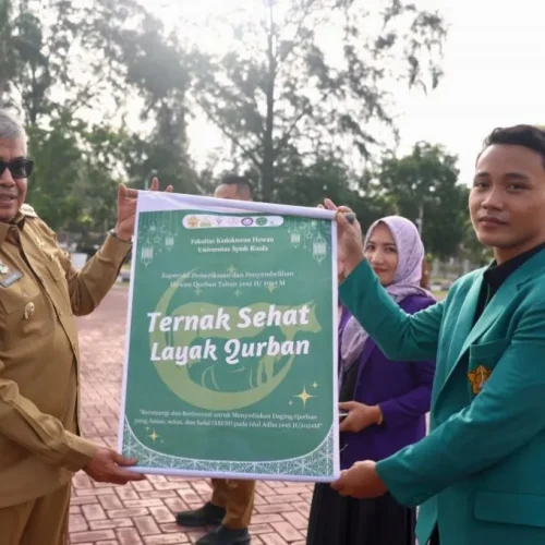 Foto: Penjabat Gubernur Aceh, Bustami, SE, M.Si., menjadi pembina apel Launching Tim Bersama Pemeriksaan Kesehatan Hewan Qurban Tahun 2024 di Aceh, kerja sama Pemerintah Aceh, Perhimpunan Dokter Hewan Indonesia Cabang Aceh dan Fakultas Kedokteran Hewan Universitas Syiah Kuala, di Halaman Kantor Gubernur Aceh, Selasa, 11/6/2024.