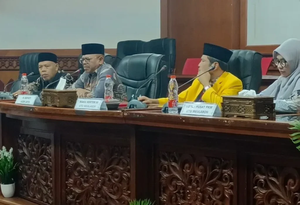 Foto:  Pj. Bupati Aceh Jaya Dr. A. Murtala, M.Si., menerima audiensi dengan Pusat Pengembangan Kreativitas Mahasiswa (PKM) Universitas Teuku Umar (UTU)