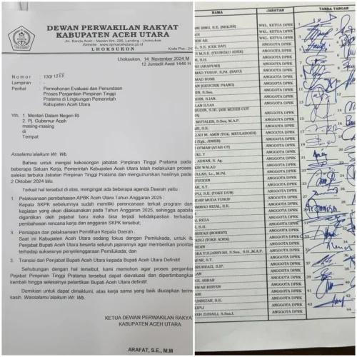 Foto: Surat permohonan evaluasi dan penundaan proses JPT Pratama