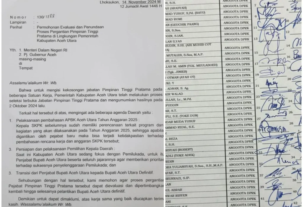 Foto: Surat permohonan evaluasi dan penundaan proses JPT Pratama