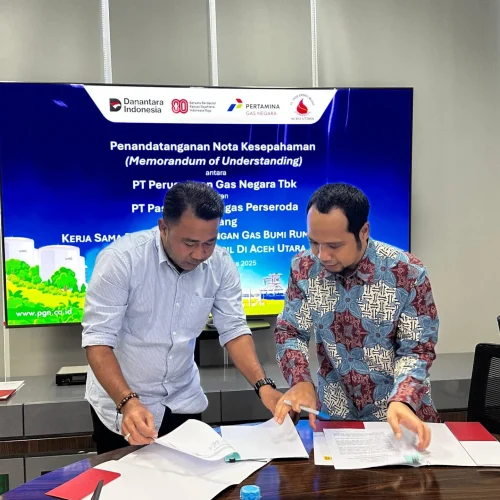 Foto: Penandatanganan MoU Pengalihkelolaan Jargas Dewantara yang berlangsung di Kantor PGN Regional I Medan