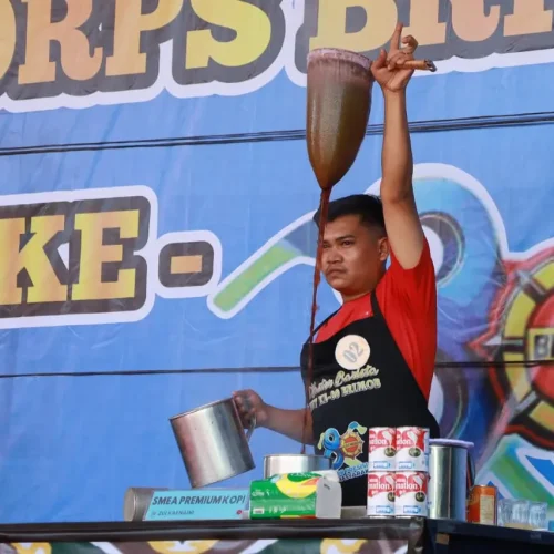 Foto: Barista sedang ujuk gigi pada HUT  ke-80 Brimob