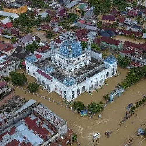 Foto: Penampakan Pusan Kabupaten Aceh Utara kondisi banjir
