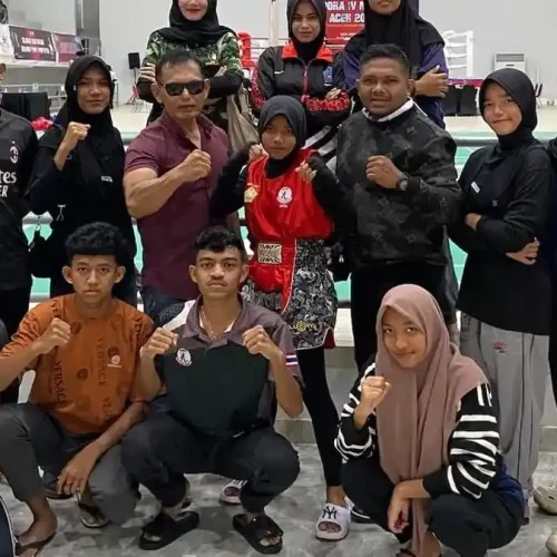 Foto: Atet Muaythai Aceh Utara mengikuti ajang Pra Kualifikasi Pekan Olahraga Aceh atau Pra-PORA III di GOR KONI Aceh, Banda Aceh