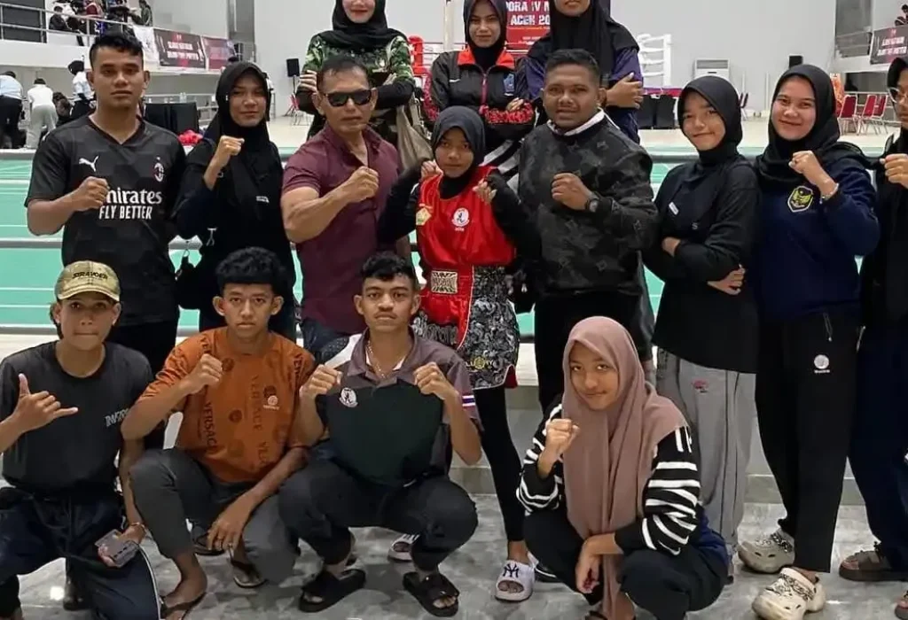 Foto: Atet Muaythai Aceh Utara mengikuti ajang Pra Kualifikasi Pekan Olahraga Aceh atau Pra-PORA III di GOR KONI Aceh, Banda Aceh